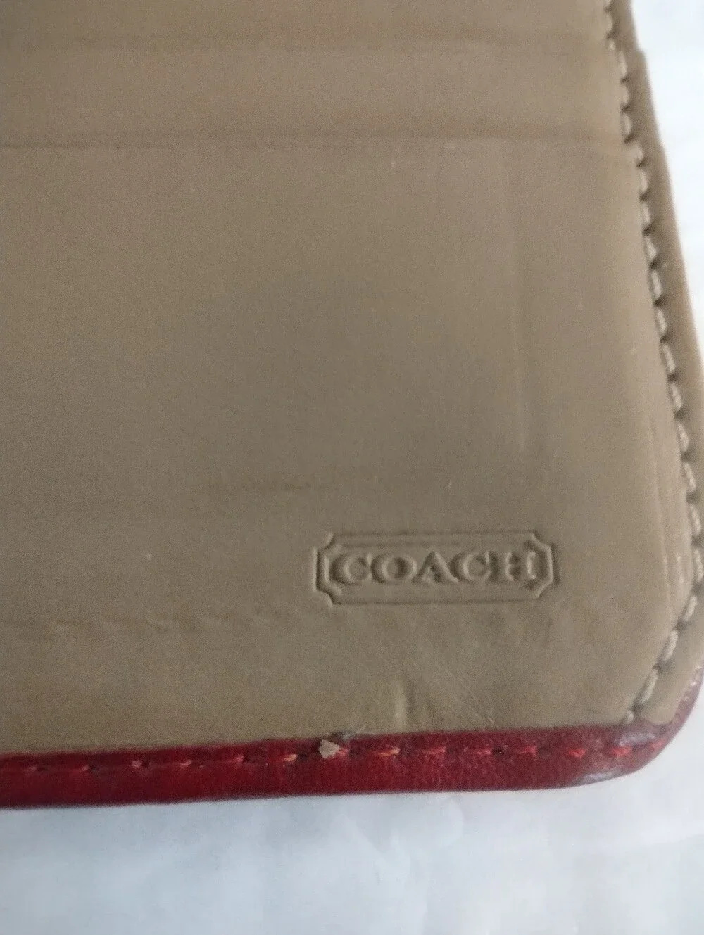 Vintage Y2K COACH Ashley Dotted Op Art Wallet Cherry Red & Tan Envelope Clutch